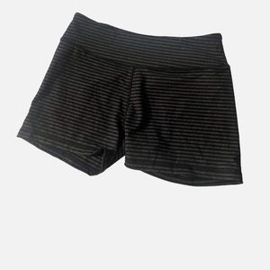 Kyodan Black Gray Striped Nylon Spandex Blend Running Workout Shorts Women’s S